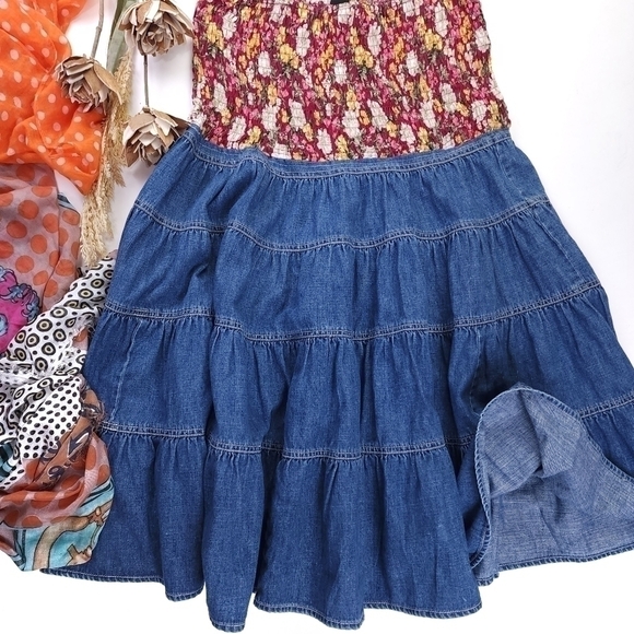 New Wild Fable Blue Rayon Boho Skirt Sz L - Picture 1 of 9